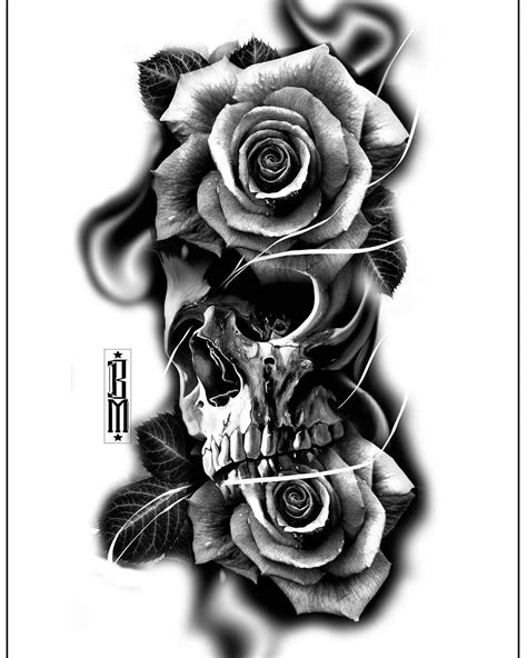 black and white skull and rose tattoo|rose skull tattoo designs sketch.